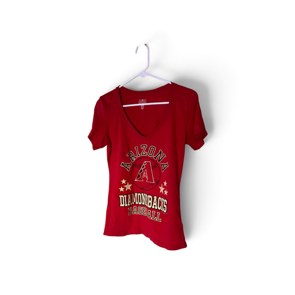 Arizona Diamondbacks MLB Women's V-Neck T-Shirt Red Size Medium Baseball Cotton